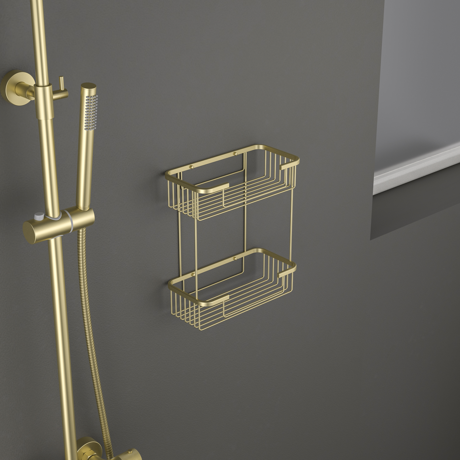 Полка двойная Timo Saona 13083/17 золото матовое