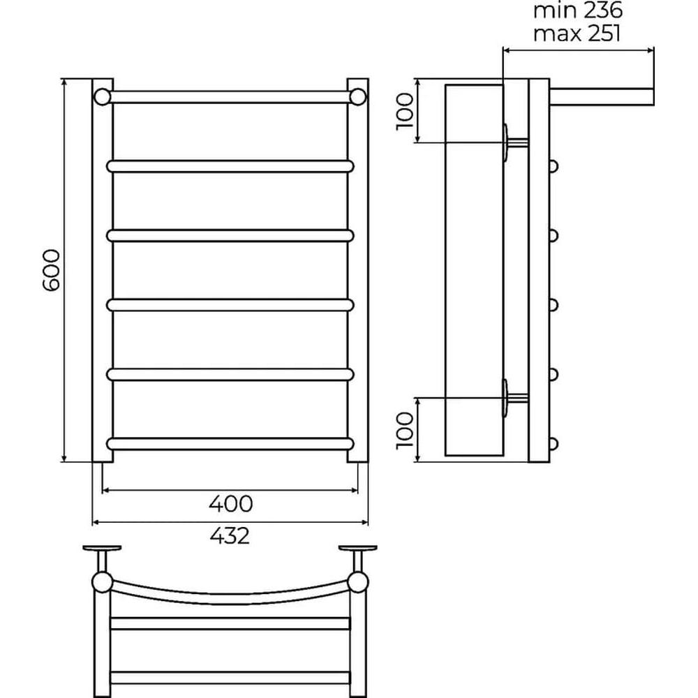 Полотенцесушитель водяной с полкой Terminus Классик П6 40х60
