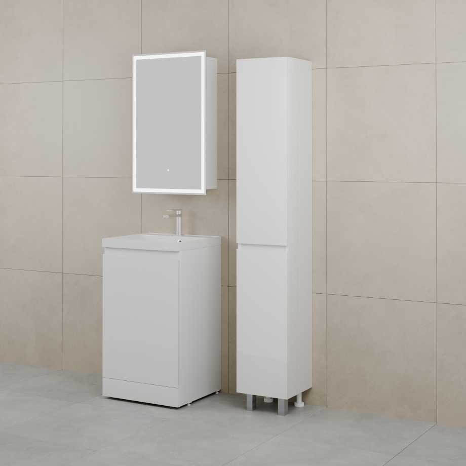 Тумба напольнаяStyle Line Батлер 50 с раковиной Asti 50 белый, антискрейтч белый глянец