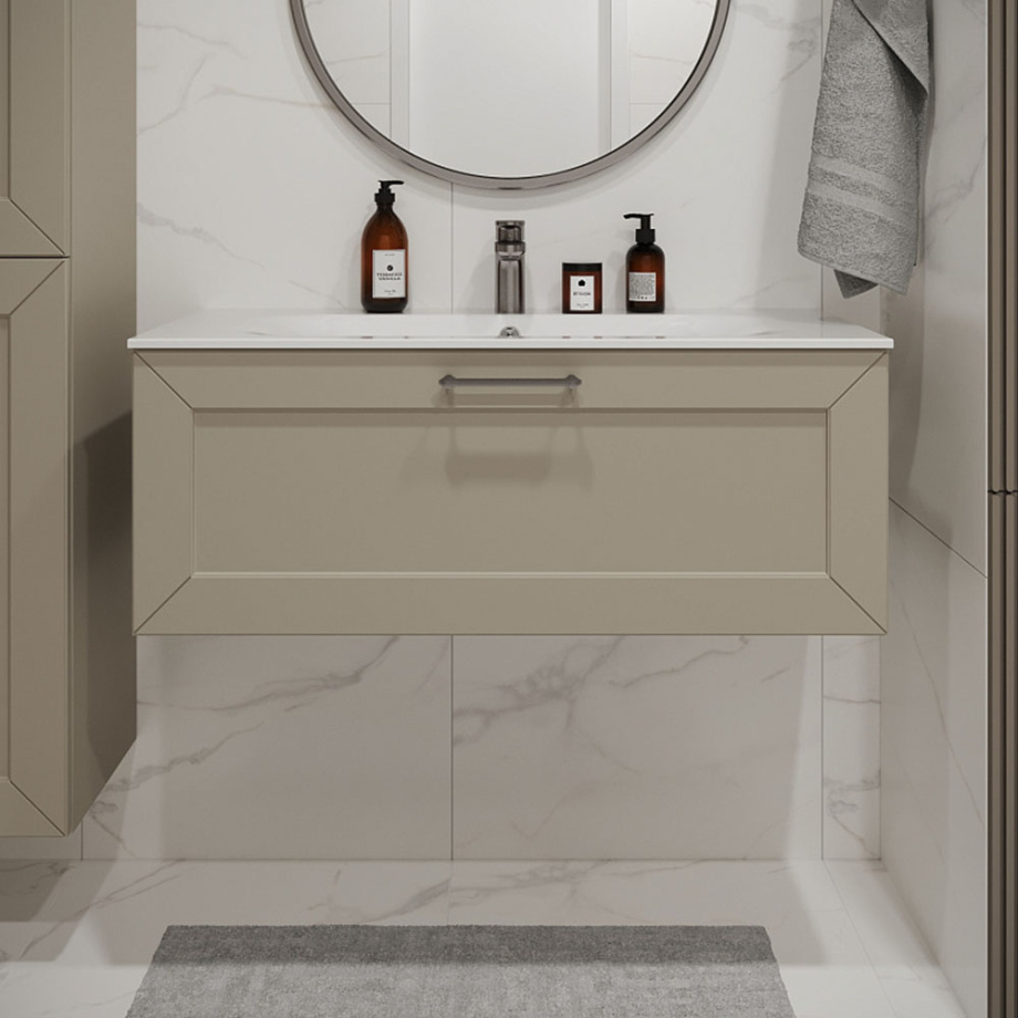 Тумба с раковиной подвесная (100 см) Terminus Victoria VIC101001900101O, айвори