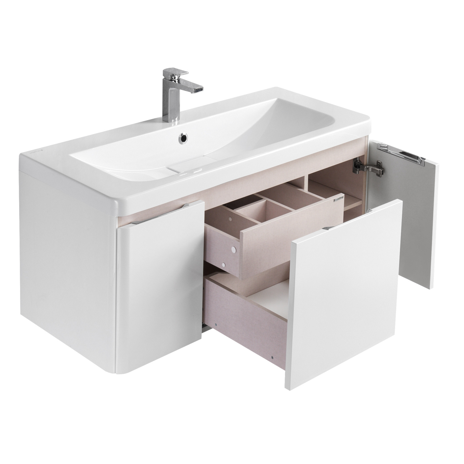 Тумба Aquaton Шерилл 105 с раковиной Шерилл 105 подвесная, белый