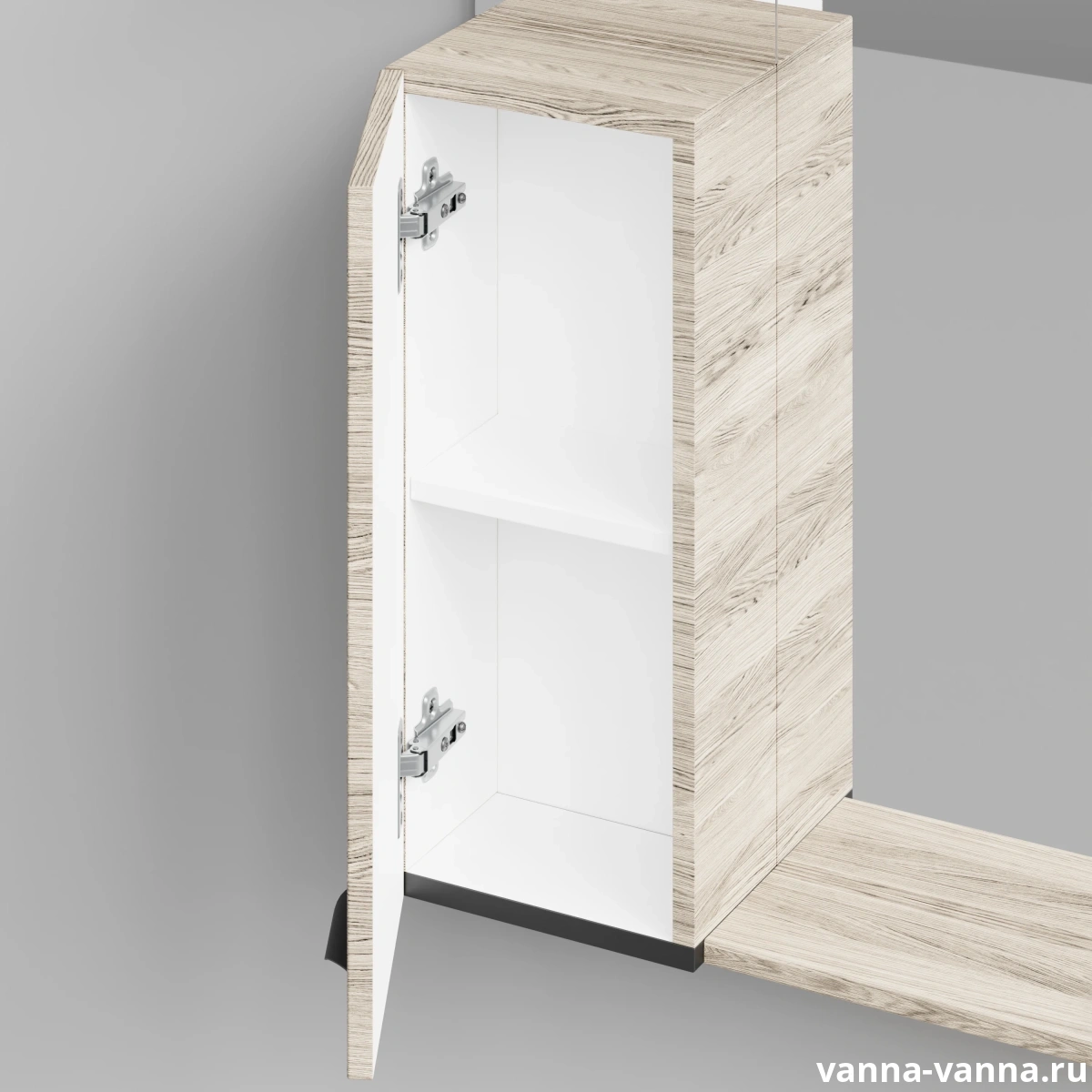 Зеркало со шкафчиком Vod-ok Марко 60, ручки Черные, Дубослив ореховый светлый, левый от магазина Vanna-Vanna.ru!
