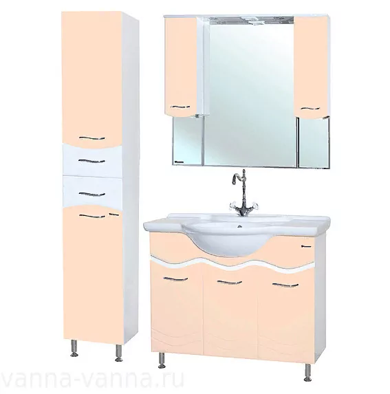 Пенал Bellezza Мари 35 L/R напольный с корзиной, бежевый