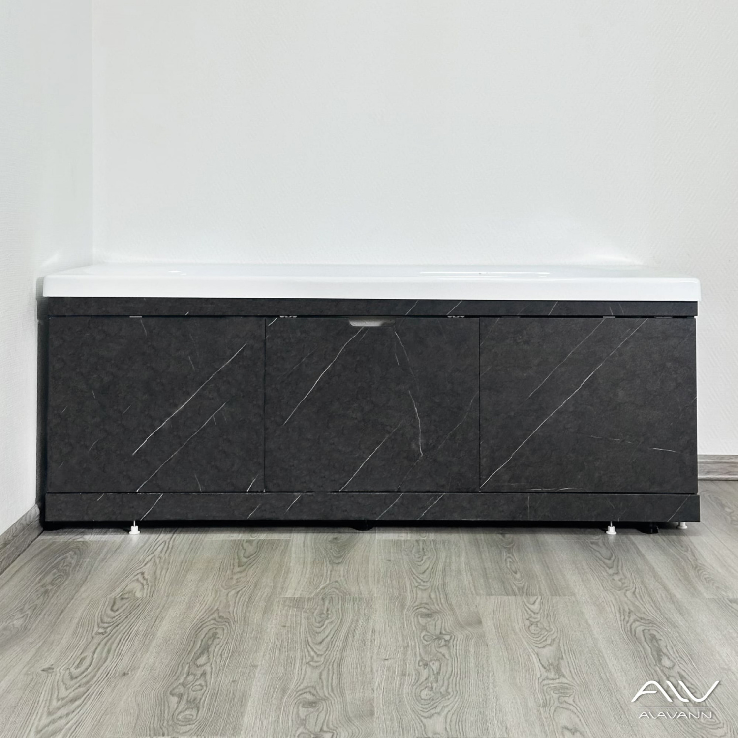 Экран под ванну Alavann Rita AL 170 раздвижной со съемной дверкой черный мрамор