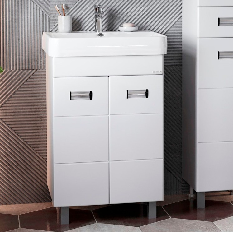 Тумба Onika Балтика-Квадро 60 с раковиной Адриана 60, напольная, белая