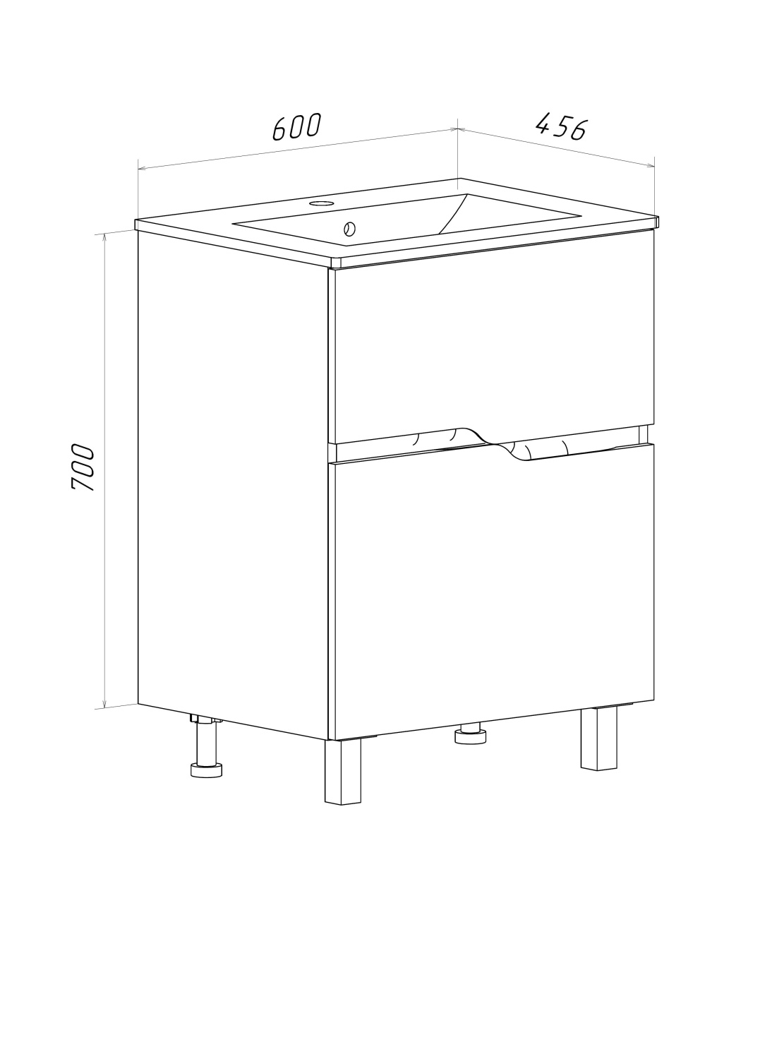 Тумба напольная Runo Палермо 60 с раковиной Teffy 60, белый