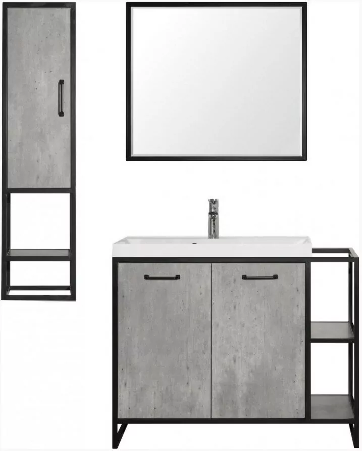 Мебель для ванной Style Line Лофт 80/100 комплект, напольный, левый, бетон