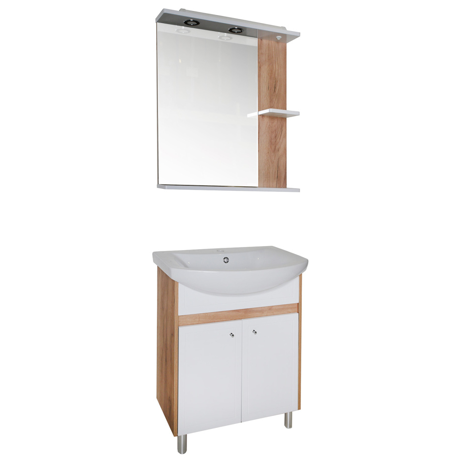 Мебель для ванной Асб-мебель Альпина 70 комплект, напольный, белый/дуб золотой