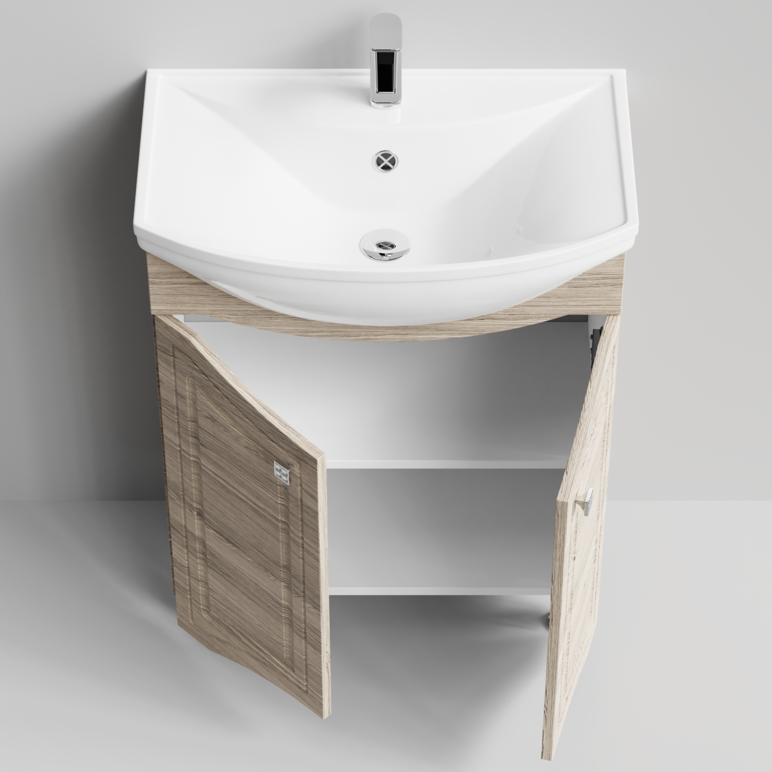 Тумба с раковиной Адам 65 напольная, Дубослив ореховый светлый