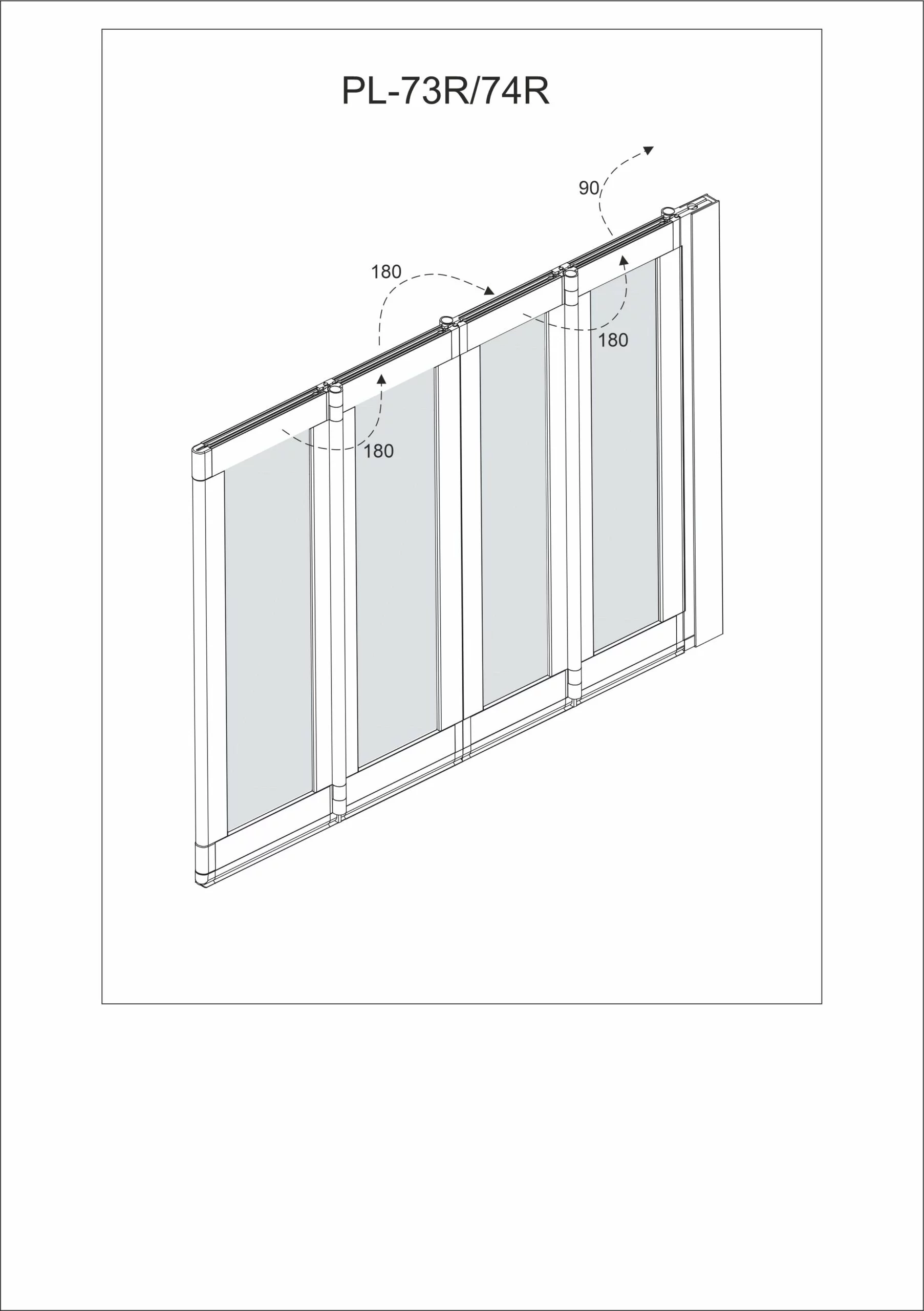 Шторка на ванну складная правая Veconi Palau, PL-73BR, 1200x1500, черный матовый, прозрачное стекло