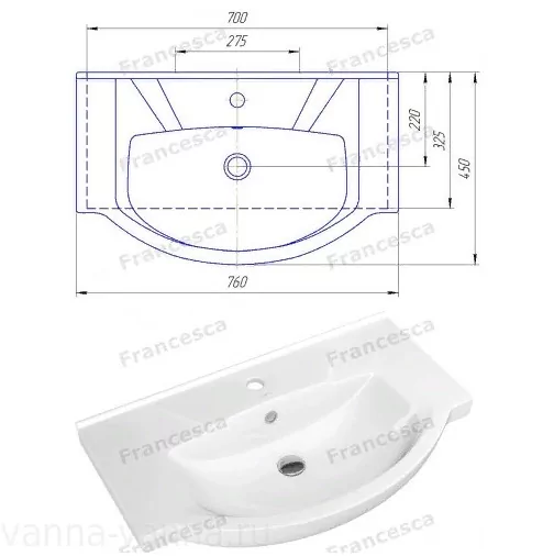 Мебель для ванной Francesca Eco 75 комплект, напольный, белый