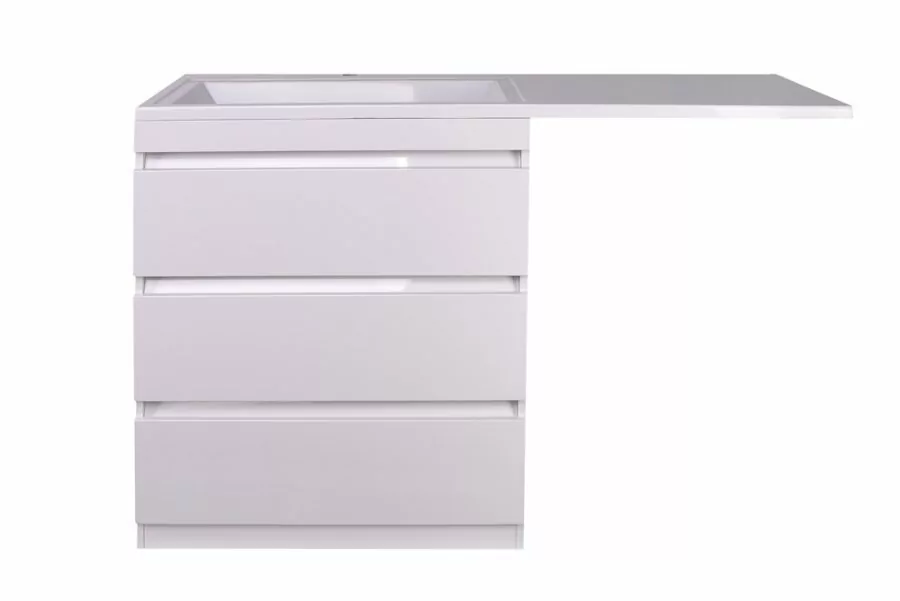 Тумба напольная Style Line Даллас 150 люкс plus ПВХ с раковиной Даллас 150 под стиральную машину, 3 ящика, левая, белая