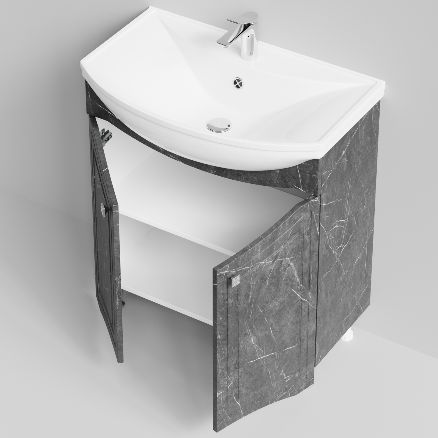 Тумба с раковиной Адам 75 напольная, Мрамор Графит софт тач