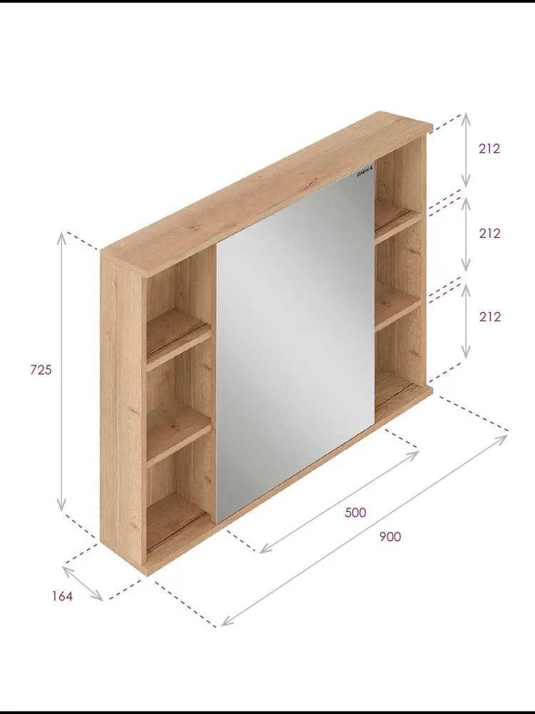 Зеркало-шкаф Onika Легран 90 универсальное, дуб галифакс