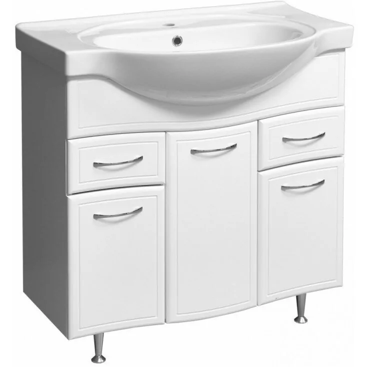 Тумба с раковиной Stella Polar Концепт 90 напольная, 2 ящика, белая