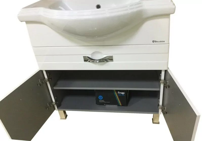 Тумба с раковиной Bellezza Абрис 65 напольная, с 1 ящиком, белая