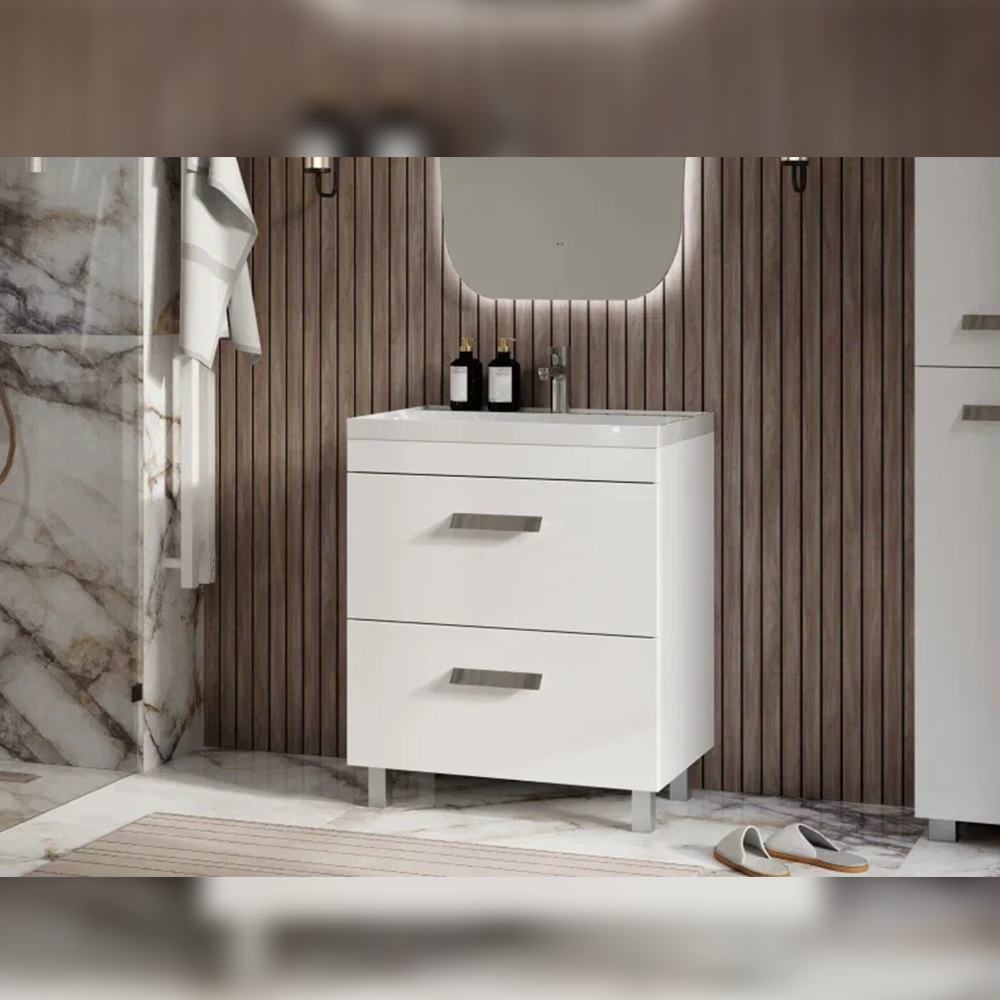 Тумба с раковиной напольная Velvex Orlando tn.ORL.CLA.70.2Y белый матовый, 70 см