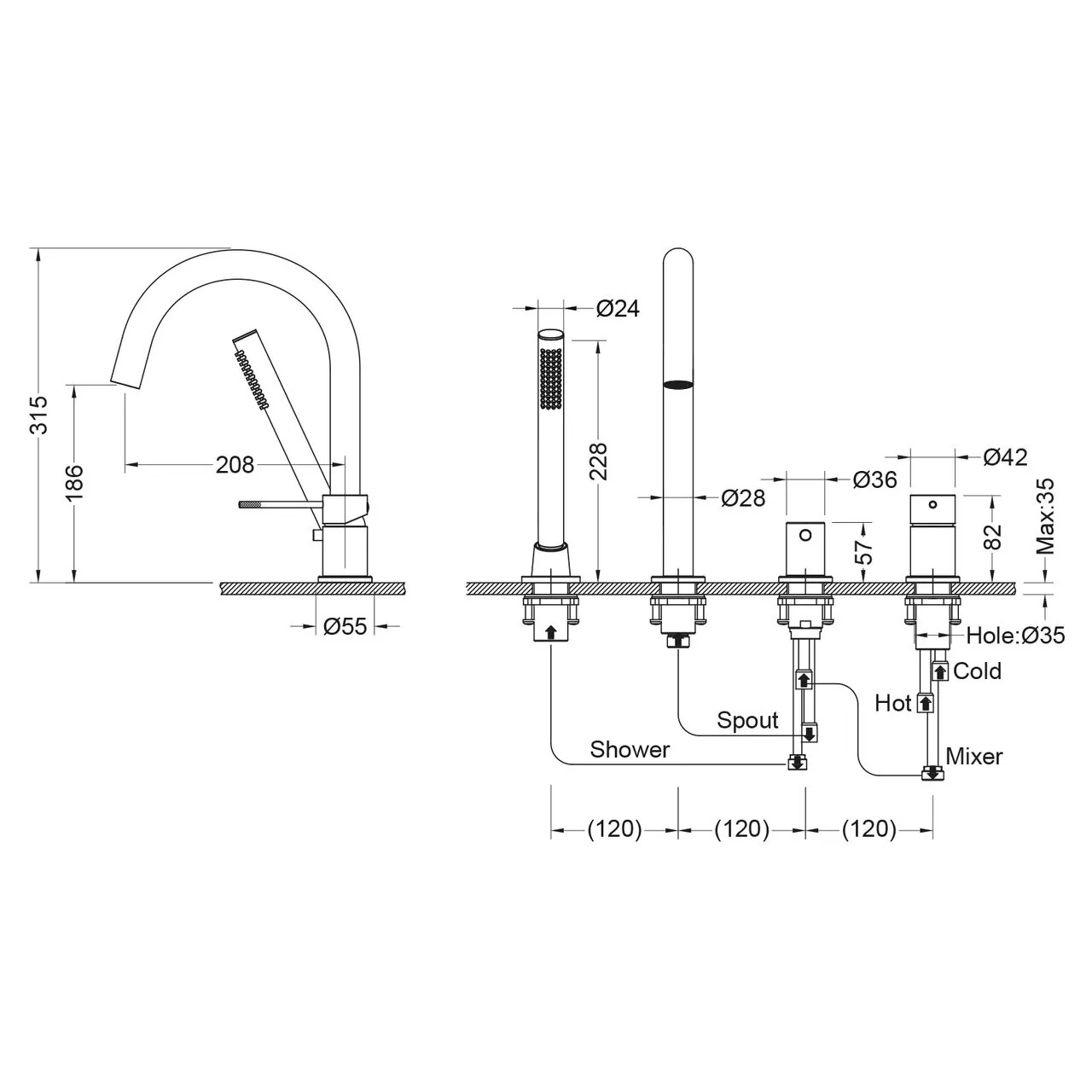 Смеситель на борт ванны Timo Saona 2320/16Y белый матовый