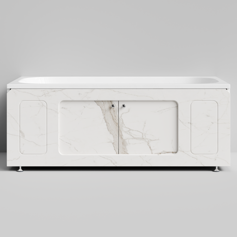 Экран под ванну Vod-ok Лидер 150 раздвижной Мрамор Белый натур милк