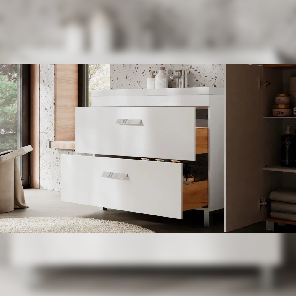 Тумба с раковиной напольная Velvex Orlando tn.ORL.CLA.100.2Y белый матовый, 100 см