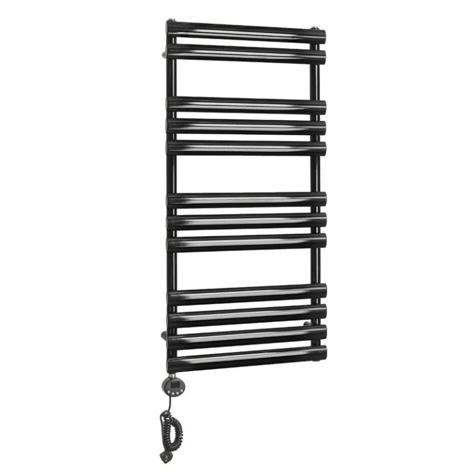 Полотенцесушитель электрический Domoterm Альфа П12 500х1130 EL левый, черный матовый