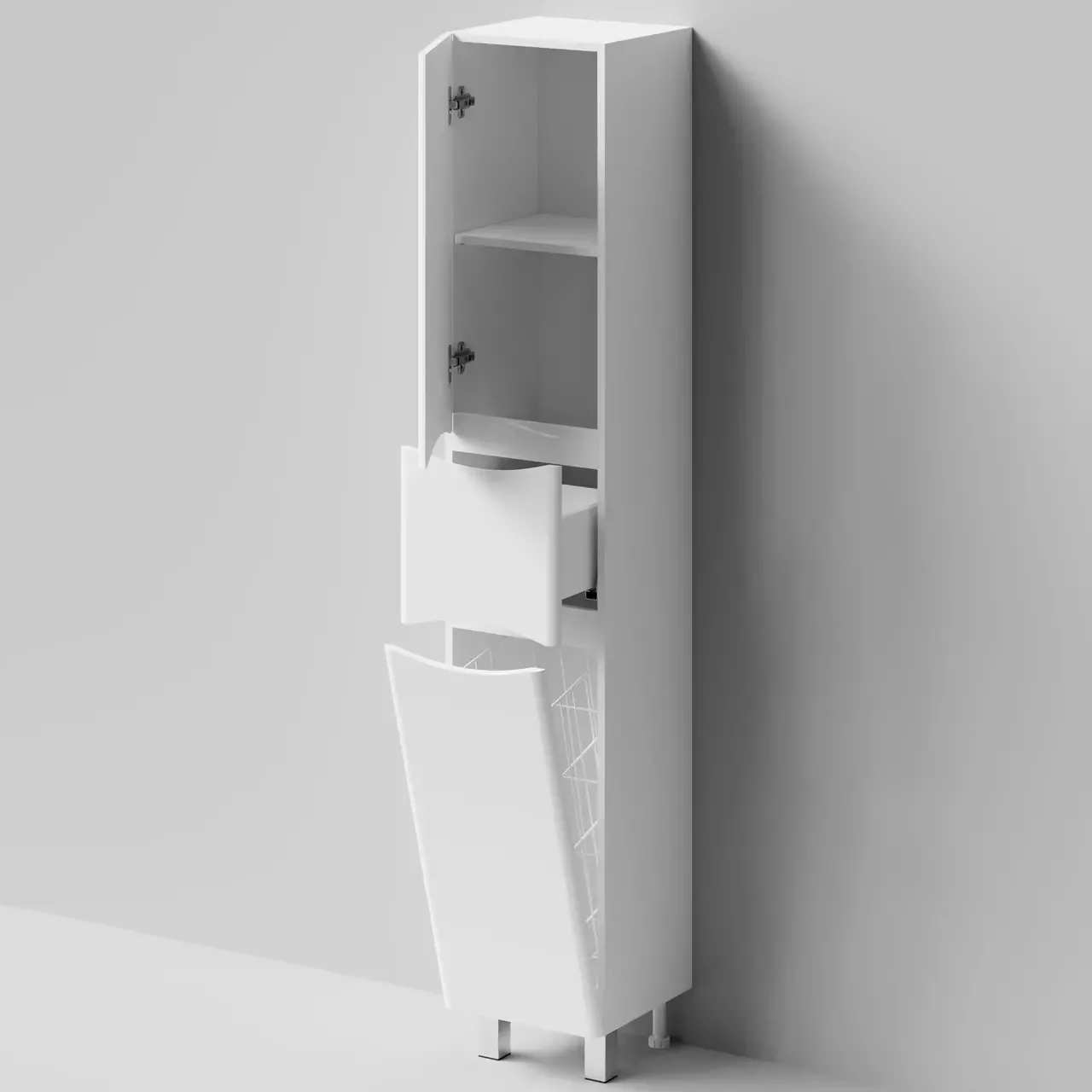 Пенал Vod-ok Адель 35 L/R, 2 двери, 1 ящик, напольный, с корзиной, белый + 13 цветов