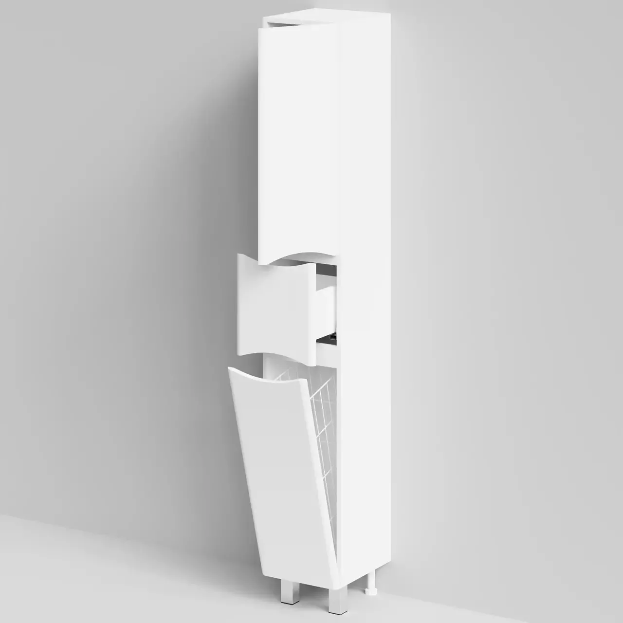 Пенал Vod-ok Адель 30 L/R, 2 двери, 1 ящик, напольный, с корзиной, белый + 13 цветов от магазина Vanna-Vanna.ru!