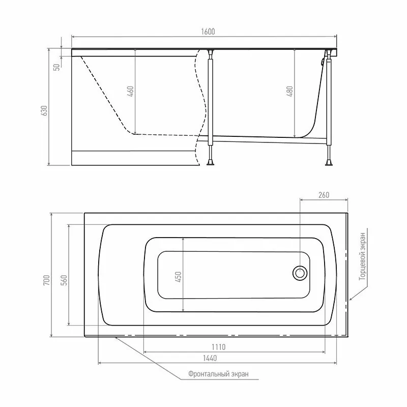 Ванна акриловая Timo Ritta 160x70