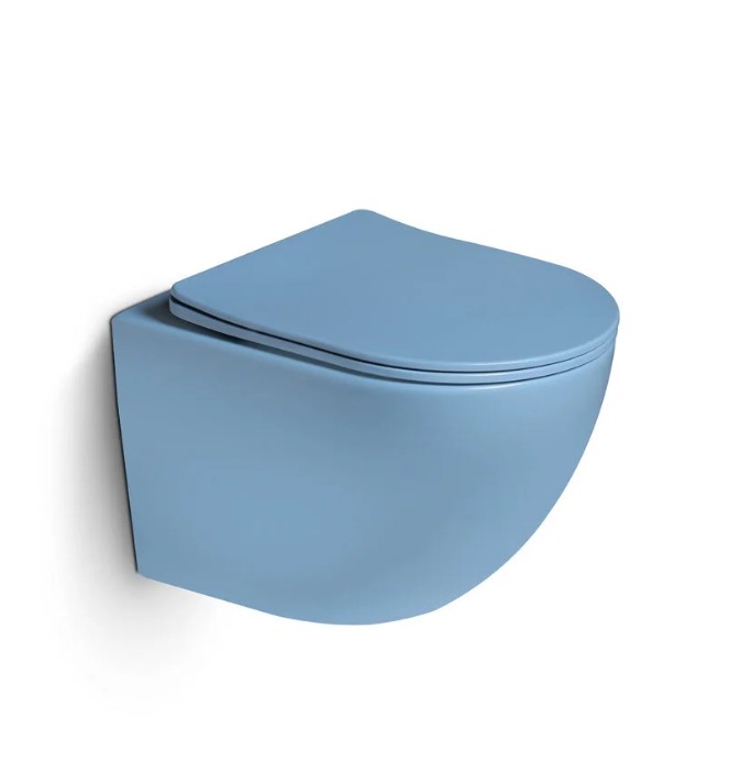 Унитаз SantiLine SL-5105 подвесной, с микролифтом, голубой матовый