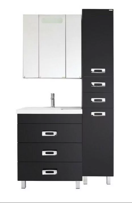 Тумба напольная Vod-ok Орландо 80 с раковиной Classica 80, черная от магазина Vanna-Vanna.ru!