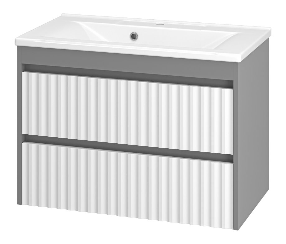 Тумба с раковиной Brevita Balaton 80 подвесная, белый/серый