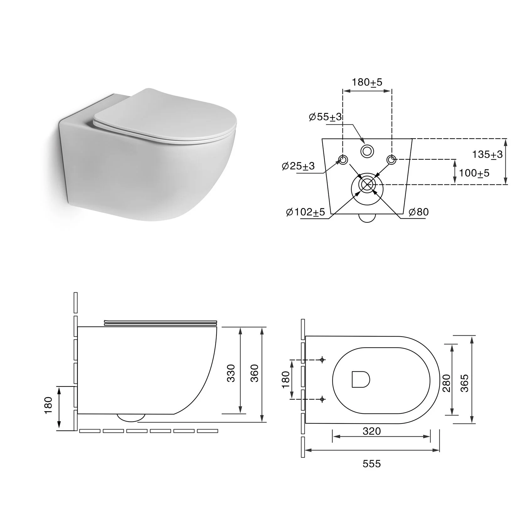 Унитаз SantiLine SL-5002MW подвесной, с микролифтом, белый матовый