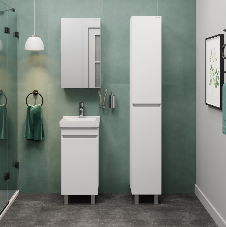 Тумба с раковиной Onika Милтон Квадро 40 напольная, белый, (разборная)