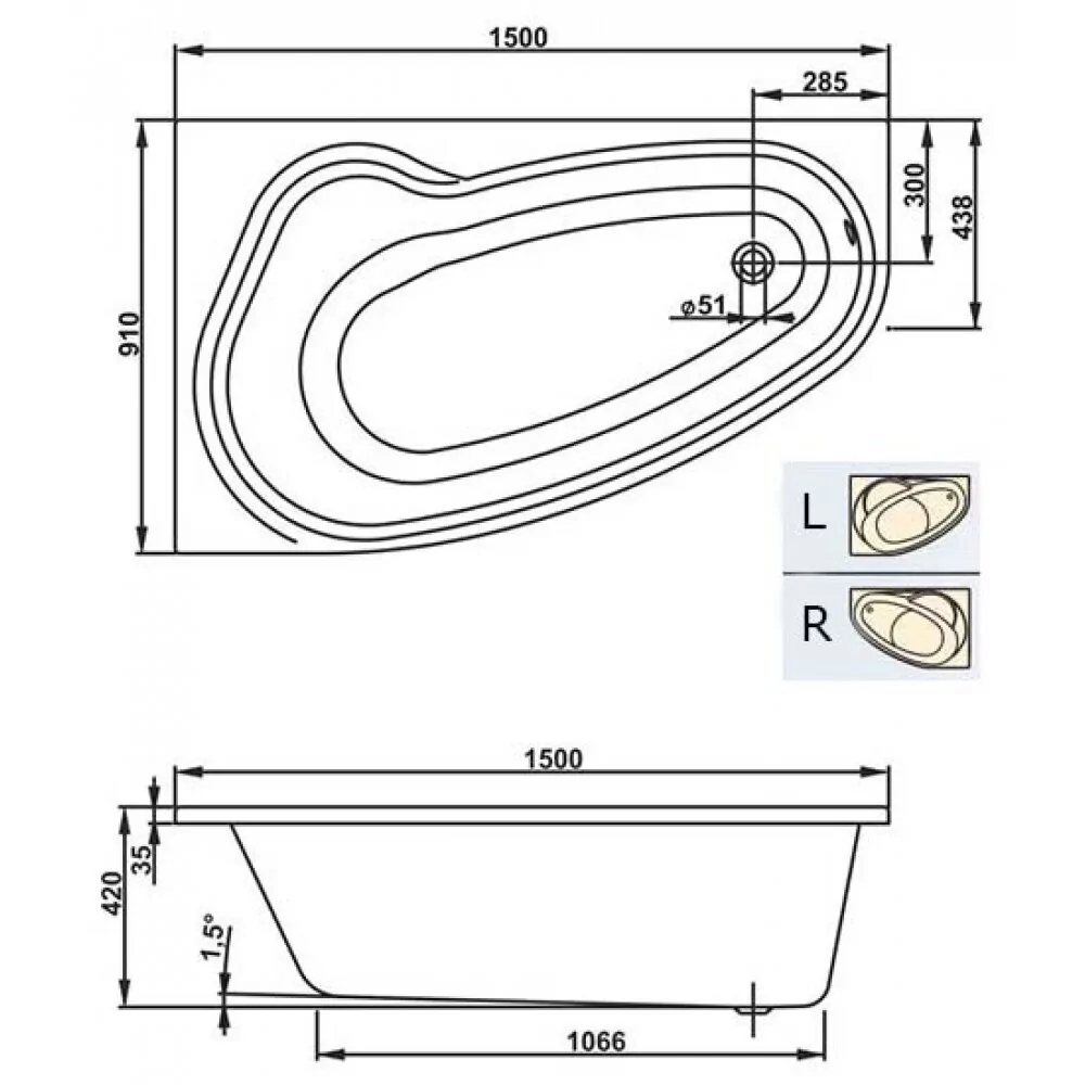 Ванна акриловая Vagnerplast Avona 150x90x43 правая от магазина Vanna-Vanna.ru!