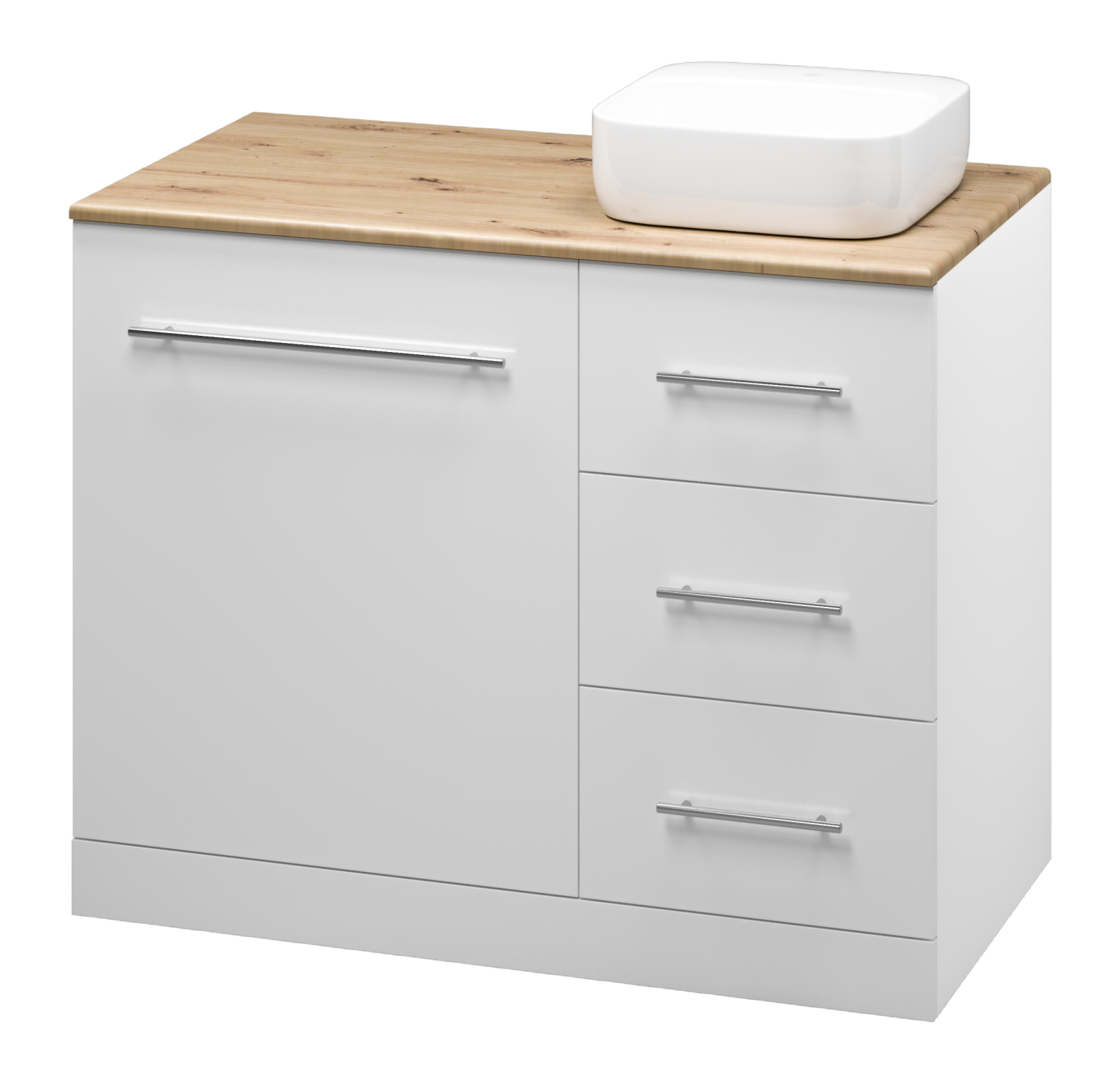 Тумба с раковиной Misty Респект 110 под стиральную машину R, белый