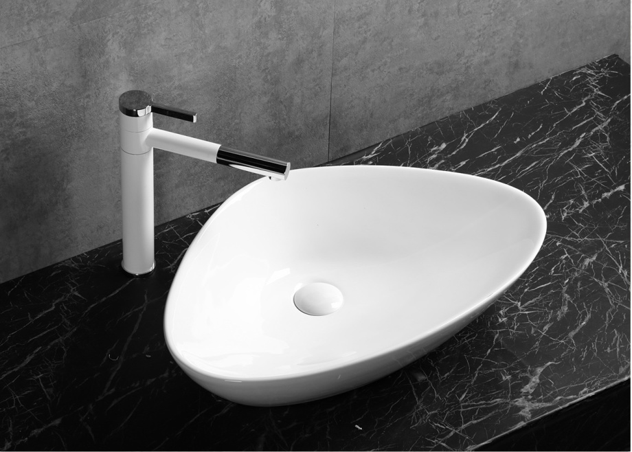 Раковина Ceruttispa CR7025M накладная, белая, асимметричная 590х390х135