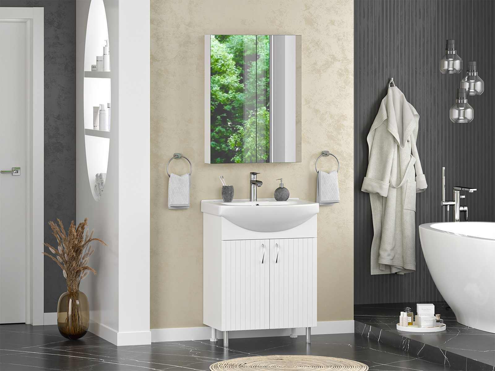 Тумба с раковиной Misty Изео 65 белый