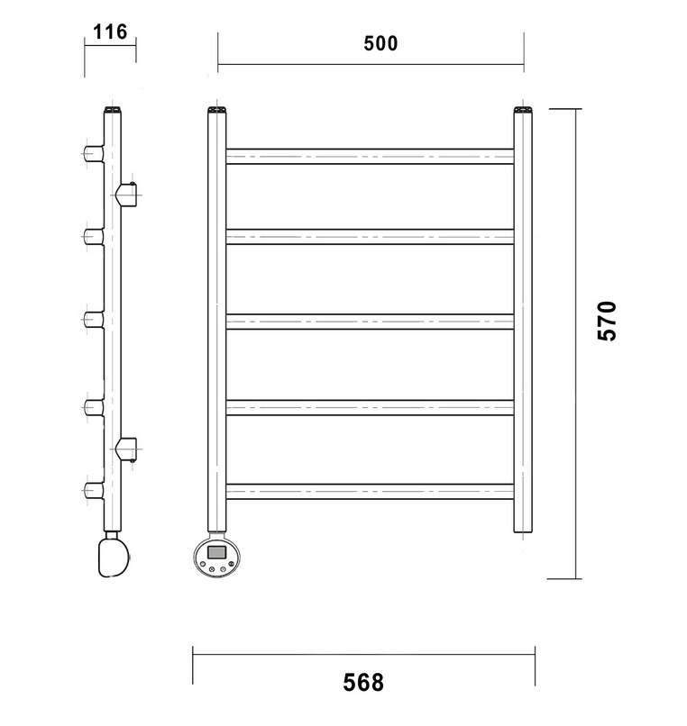 Полотенцесушитель электрический Domoterm Калипсо П5 500x500 L, белый матовый