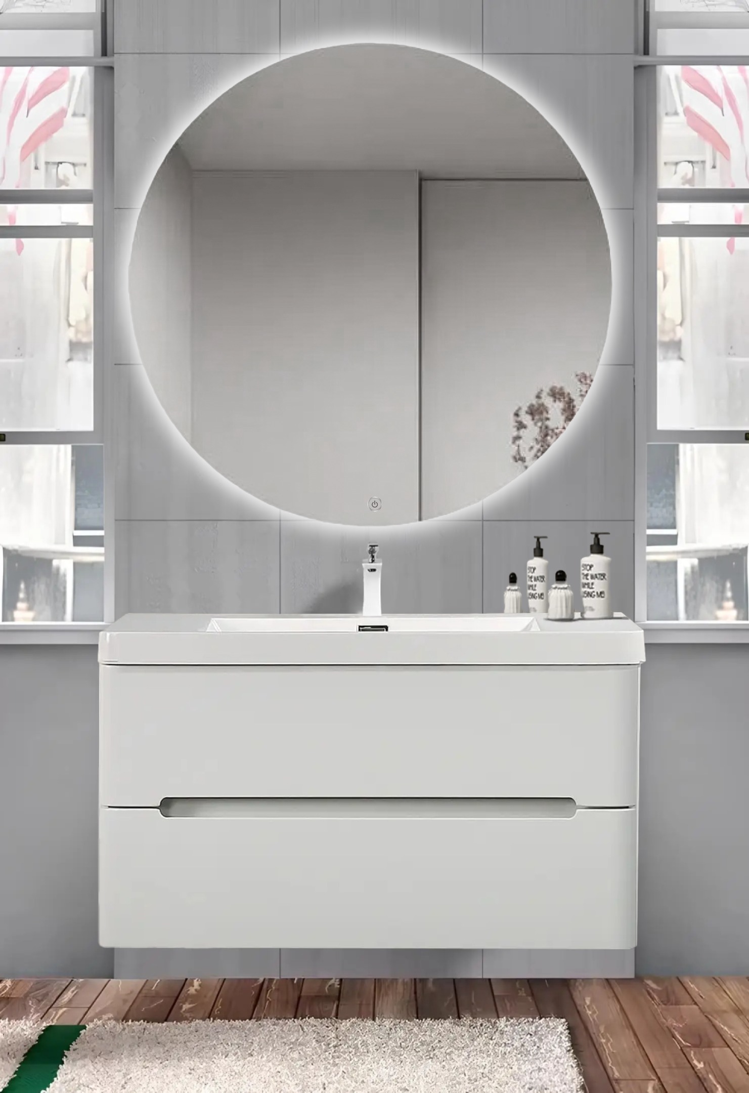 Тумба с раковиной Parly River 100 подвесная, лилейно белый