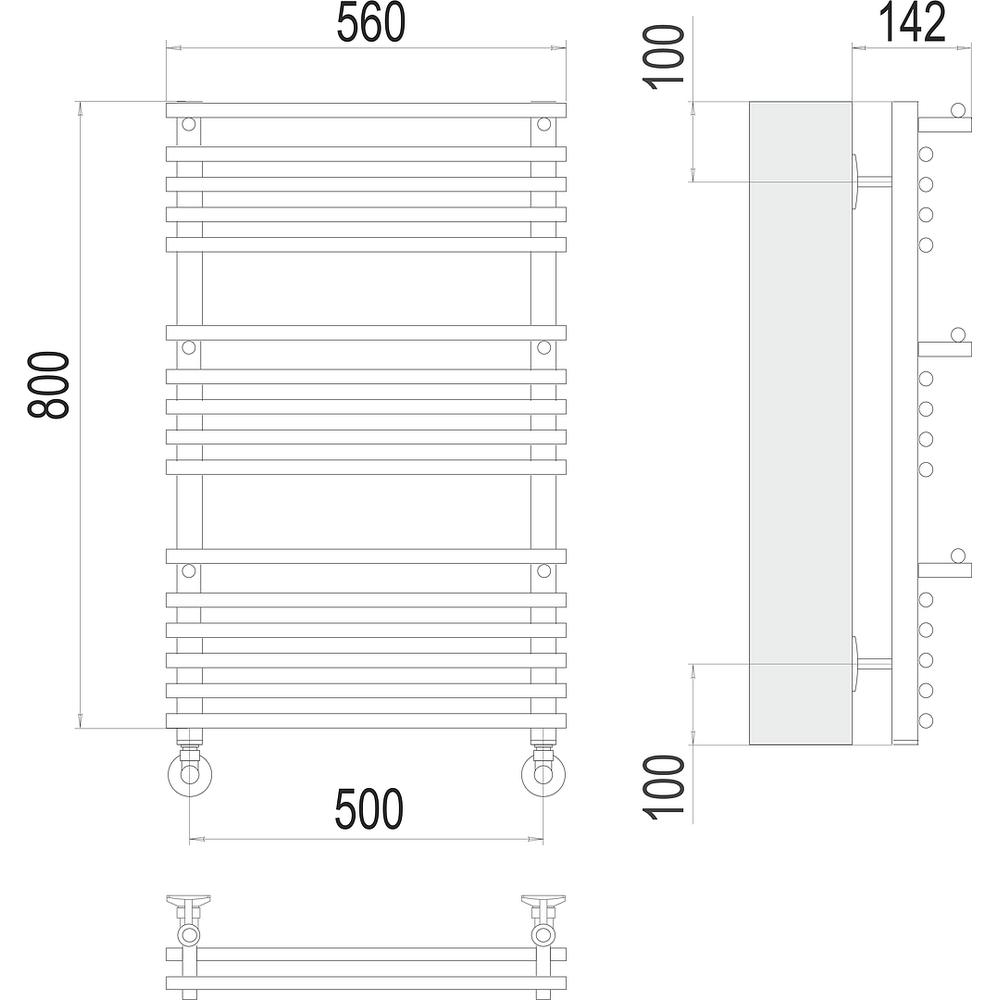 Полотенцесушитель водяной Terminus Вента люкс П16 50х80