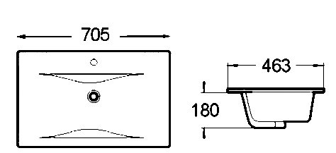 Раковина SantiLine SL-2110 70 встраиваемая сверху, белая