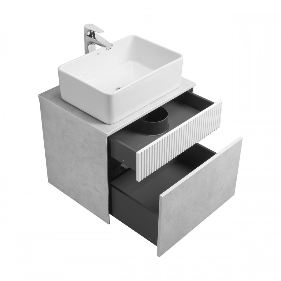 Тумба Aquaton Марбл слэйт 60 с раковиной MILA 50х35, белый матовый