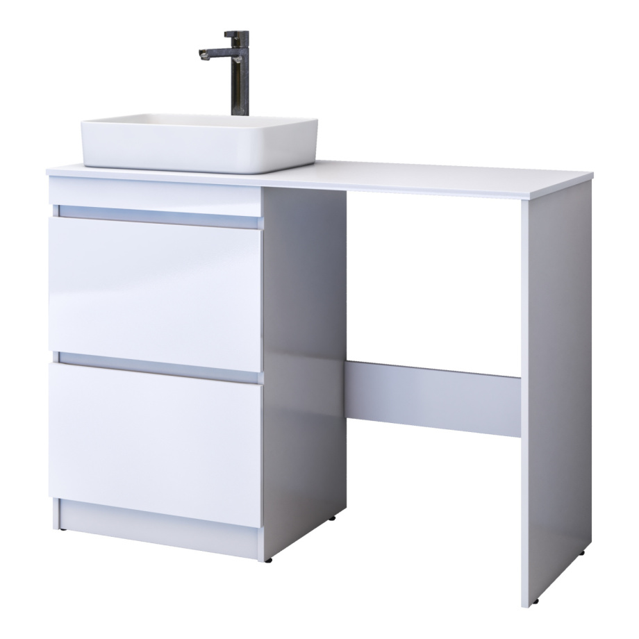 Тумба со столешницей Urban 60 и раковиной Urban, L левая, 2 ящика, под стиральную машину, белая