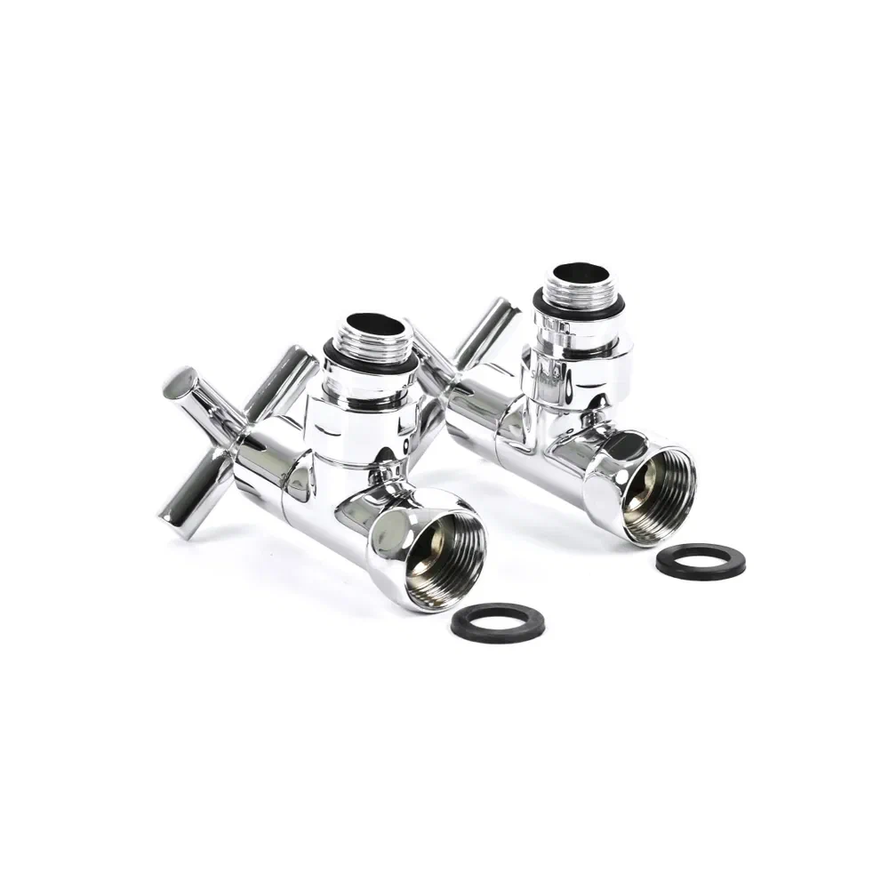 Кран для полотенцесушителя / вентиль угловой Energy, 1/2'' - 3/4'', цвет хром, ручка крест - 2 шт.