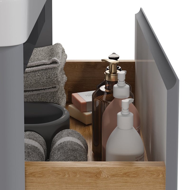 Тумба с раковиной напольная Dreja Luxury Plus 60 см, серый базальт