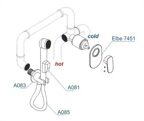 Смеситель с гигиеническим душем WasserKRAFT A117451 черный Soft-touch