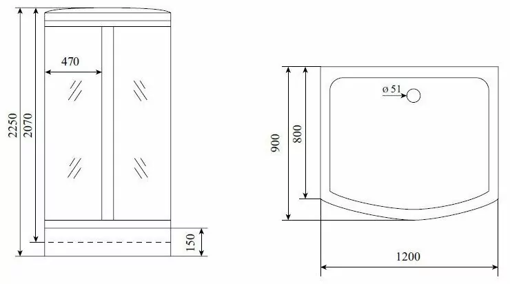 Душевая кабина Timo Lux T-7715 120х90