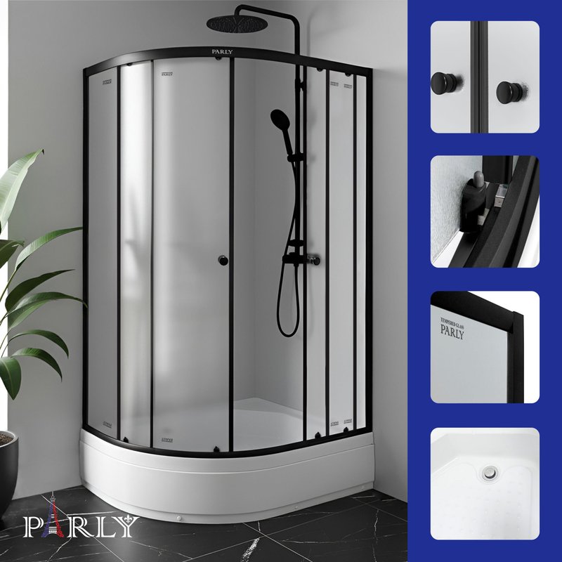 Душевой уголок Parly ZFM1201B R 120х80 см, с поддоном, профиль матовый черный, стекло матовое