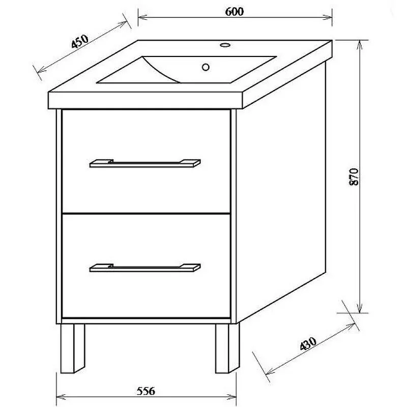 Тумба напольная Sanflor Экко 60 с раковиной Como 60, орегон