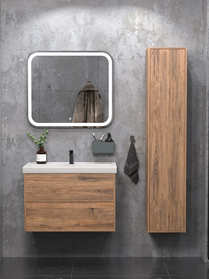 Тумба подвесная SanStar Siva 70 с раковиной Фостер 70 Дуб вотан